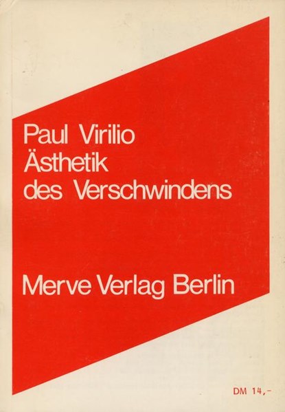 Ästhetik des Verschwindens, Paul Virilio - Paperback - 9783883960524