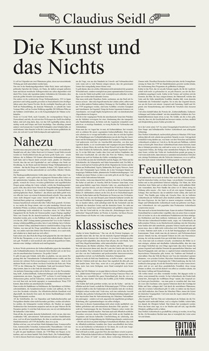 Die Kunst und das Nichts, Claudius Seidl - Paperback - 9783893202447