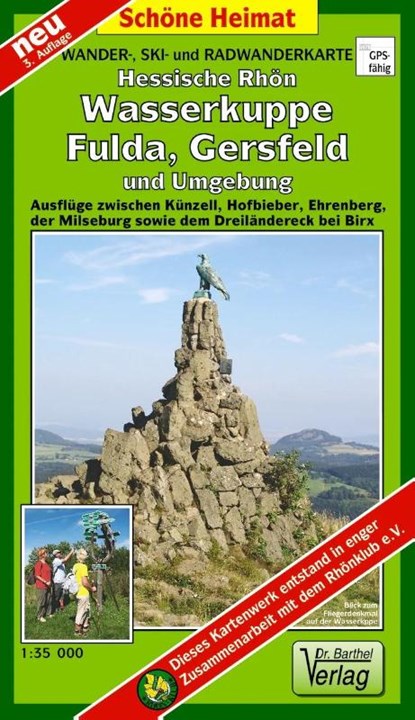 Wander-, Ski- und Radwanderkarte Hessische Rhön, Wasserkuppe, Fulda, Gersfeld und Umgebung, Verlag Barthel - Gebonden - 9783895911613