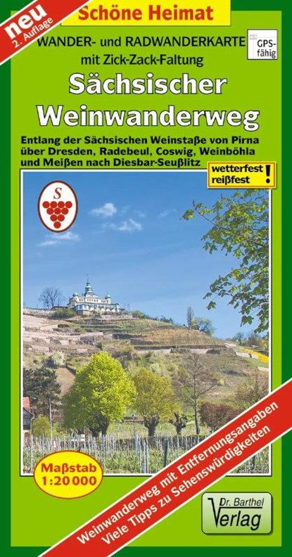 Wander- und Radwanderkarte Sächsischer Weinwanderweg, Verlag Barthel - Gebonden - 9783895912276