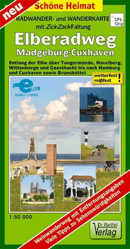 Radwander- und Wanderkarte mit Zick-Zack-Faltung Elberadweg, Magdeburg-Cuxhaven, niet bekend - Gebonden - 9783895912351