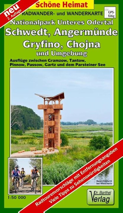 Radwander- und Wanderkarte Nationalpark Unteres Odertal. Schwedt, Angermünde, Gryfino, Chojna und Umgebung 1:50 000, Verlag Barthel - Gebonden - 9783895912467