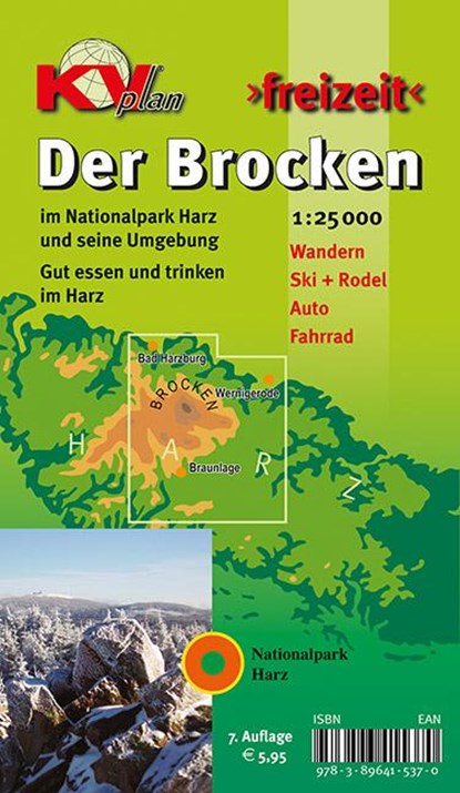 Brocken im Nationalpark Hochharz, KVplan, Wanderkarte/Radkarte/Wintersport, 1:25.000, Sascha René Tacken - Gebonden - 9783896415370