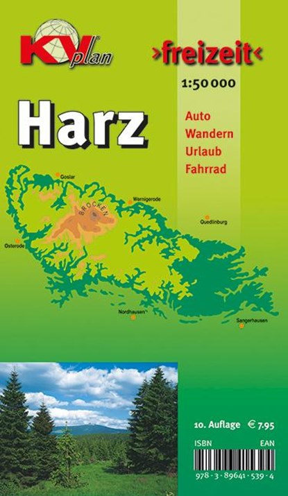 Harz (Gesamtharz-Karte), KVplan, Wanderkarte/Harzklub-Wanderwege/Freizeitkarte/Radkarte, 1:50.000, niet bekend - Gebonden - 9783896415394