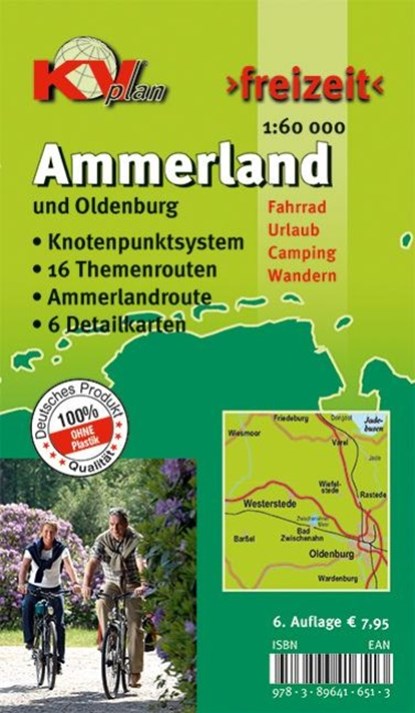 Ammerland Landkreis & Oldenburg, KVplan, Radkarte/Knotenpunktkarte//Routenkarte zur Ammerlandroute/Wanderkarte, 1:60.000, TACKEN,  Sascha René - Gebonden - 9783896416513