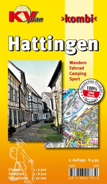 Hattingen, KVplan, Wanderkarte/Radkarte/Stadtplan, 1:20.000 / 1:10.000 / 1:2.500, Sascha René Tacken - Gebonden - 9783896418739