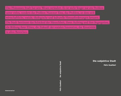 Die subjektive Stadt, Félix Guattari - Paperback - 9783903046504