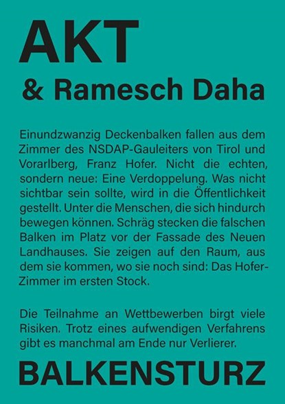 Balkensturz, Architekturkollektiv AKT ; Ramesch Daha - Paperback - 9783903422582