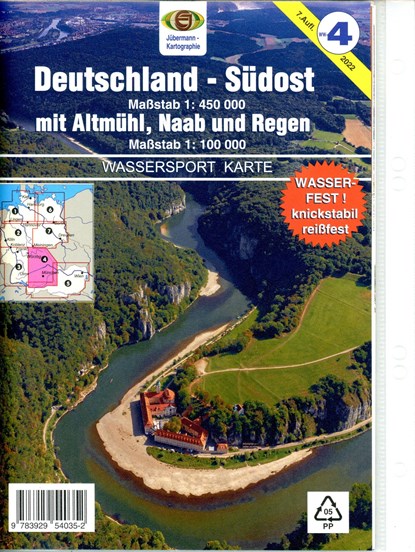 Wassersport-Wanderkarte 04. Deutschland-Südost mit Altmühl, Naab und Regen für Kanu- und Rudersport, Erhard Jübermann - Gebonden - 9783929540352
