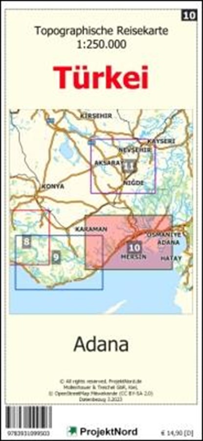 Adana - Topographische Reisekarte 1:250.000 Türkei (Blatt 10), Jens Uwe Mollenhauer - Gebonden - 9783931099503