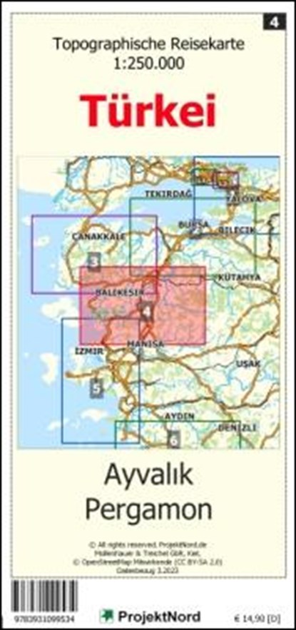 Ayvalik - Pergamon - Topographische Reisekarte 1:250.000 Türkei (Blatt 4), Jens Uwe Mollenhauer - Gebonden - 9783931099534
