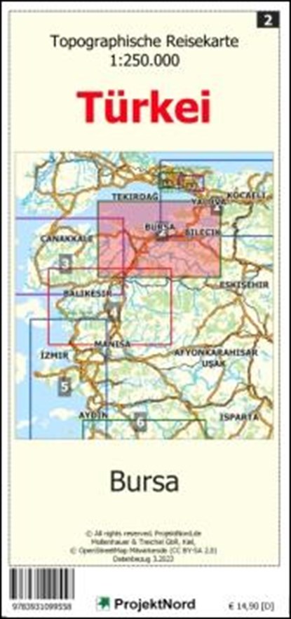 Bursa - Topographische Reisekarte 1:250.000 Türkei (Blatt 2), Jens Uwe Mollenhauer - Gebonden - 9783931099558