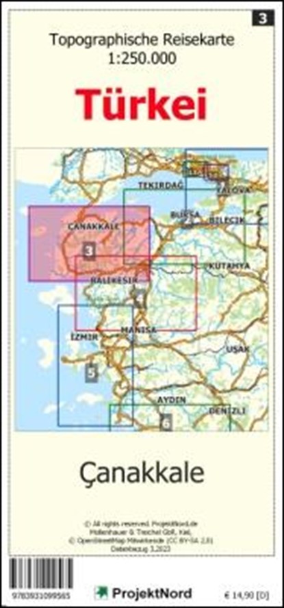 Canakkale - Topographische Reisekarte 1:250.000 Türkei (Blatt 3), Jens Uwe Mollenhauer - Gebonden - 9783931099565