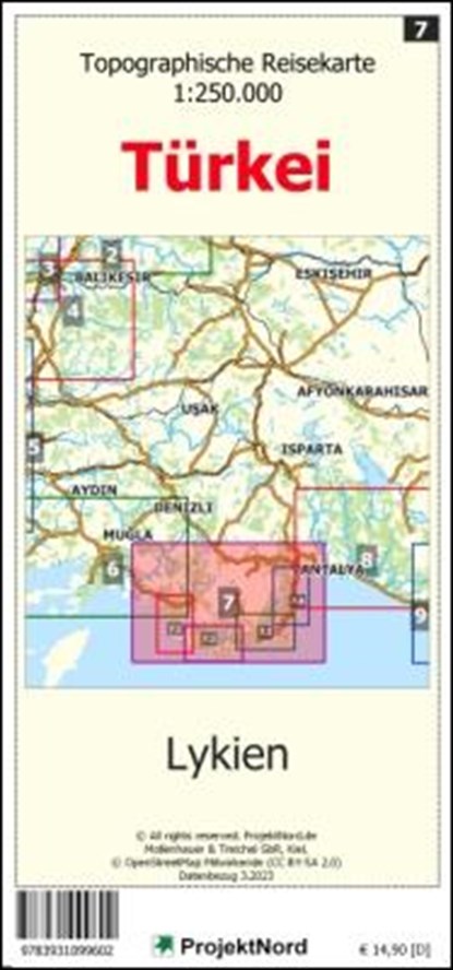 Lykien - Topographische Reisekarte 1:250.000 Türkei (Blatt 7), Jens Uwe Mollenhauer - Gebonden - 9783931099602