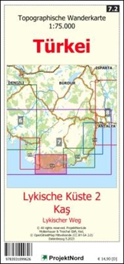 Lykische Küste 2 - Ka¿ - Lykischer Weg - Topographische Wanderkarte 1:75.000 Türkei (Blatt 7.2), Jens Uwe Mollenhauer - Gebonden - 9783931099626