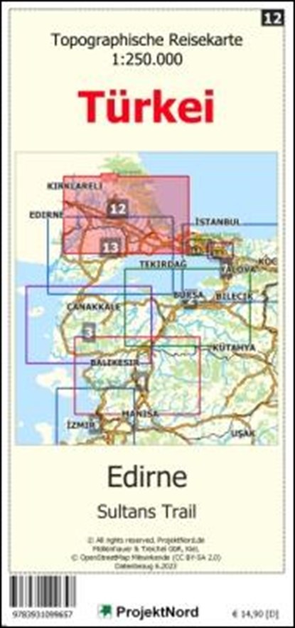 Edirne - Sultan´s Trail - Topographische Reisekarte 1:250.000 Türkei (Blatt 12), Jens Uwe Mollenhauer - Gebonden - 9783931099657