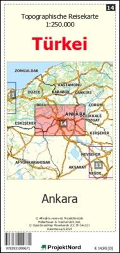 Ankara - Topographische Reisekarte 1:250.000 Türkei (Blatt 14), Jens Uwe Mollenhauer - Gebonden - 9783931099671