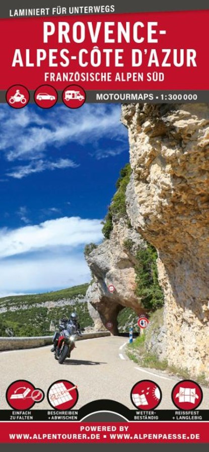 MoTourMaps Provence-Alpes-Côte d'Azur (Französische Alpen Süd) Auto- und Motorradkarte 1:300.000, MoTourMedia - Gebonden - 9783939997641