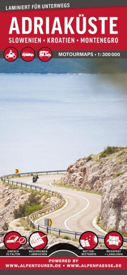 MoTourMaps Adriaküste Slowenien . Kroatien . Montenegro Auto- und Motorradkarte 1:300.000, MoTourMedia - Gebonden - 9783939997733