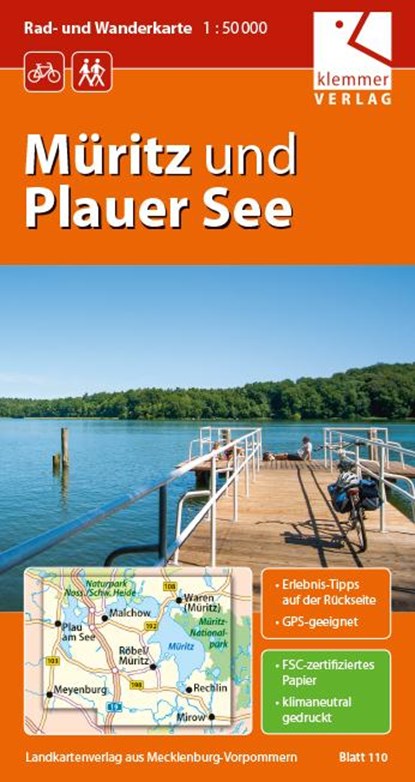 Rad- und Wanderkarte Müritz und Plauer See, Klaus Klemmer - Gebonden - 9783940175007
