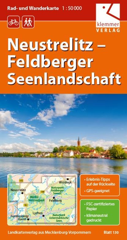 Rad- und Wanderkarte Neustrelitz - Feldberger Seenlandschaft 1 : 50 000, Klaus Klemmer - Gebonden - 9783940175076