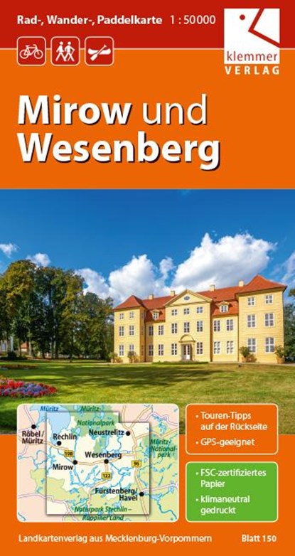 Mirow und Wesenberg Mirow und Wesenberg 1 : 50 000 Rad-, Wander- und Paddelkarte, Klaus Klemmer - Gebonden - 9783940175120
