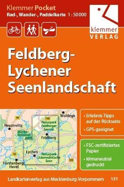 Klemmer Pocket Rad-, Wander- und Paddelkarte Feldberg - Lychener Seenlandschaft 1 : 50 000, Christian Kuhlmann ;  Thomas Wachter ;  Klaus Klemmer - Gebonden - 9783940175168