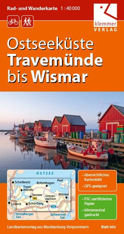 Ostseeküste Travemünde bis Wismar Rad- und Wanderkarte 1 : 40 000, Christian Kuhlmann ; Thomas Wachter ; Klaus Klemmer - Gebonden - 9783940175236