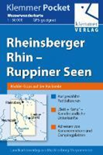 Klemmer Pocket Wasserwanderkarte Rheinsberger Rhin  Ruppiner Seen 1 : 50 000, Klaus Klemmer - Gebonden - 9783940175373