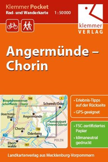 Klemmer Pocket Rad- und Wanderkarte Angermünde - Chorin 1 : 50 000, Klaus Klemmer - Gebonden - 9783940175427
