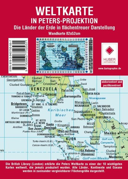 Poster Weltkarte Petersprojektion, Up-side down deutsch (ca. 82,5 x 52,3 cm), niet bekend - Gebonden - 9783943752557