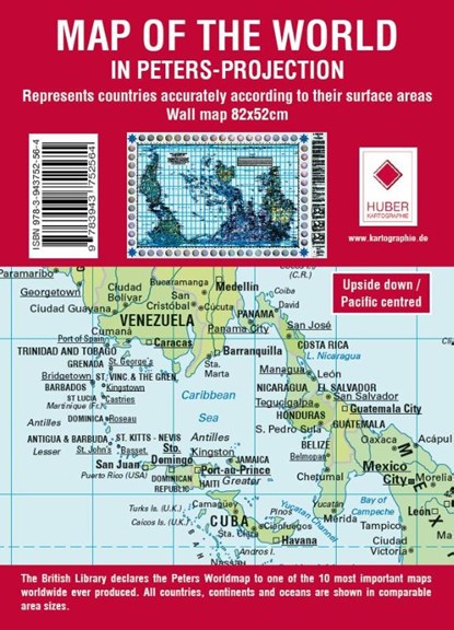 Poster Weltkarte Petersprojektion, Up-side down englisch (ca. 82,5 x 52,3 cm), niet bekend - Gebonden - 9783943752564