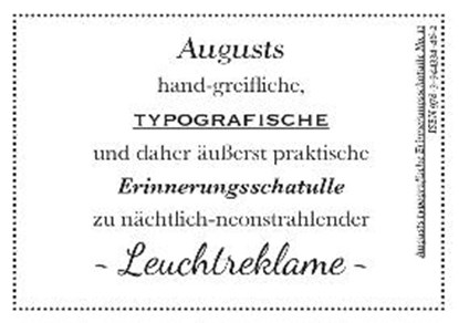 Augusts Erinnerungsschatulle 11 Leuchtendes, niet bekend - Gebonden - 9783944334462