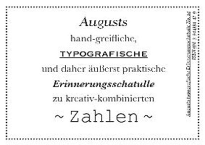 Augusts Erinnerungsschatulle 12 Zahlen, niet bekend - Gebonden - 9783944334479
