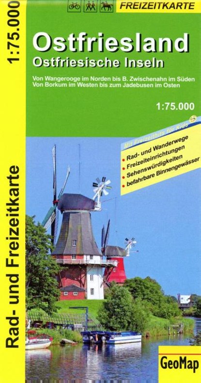 Ostfriesland Ostfriesische Inseln 1:75.000 Rad- und Freizeitkarte, GeoMap - Gebonden - 9783959650434