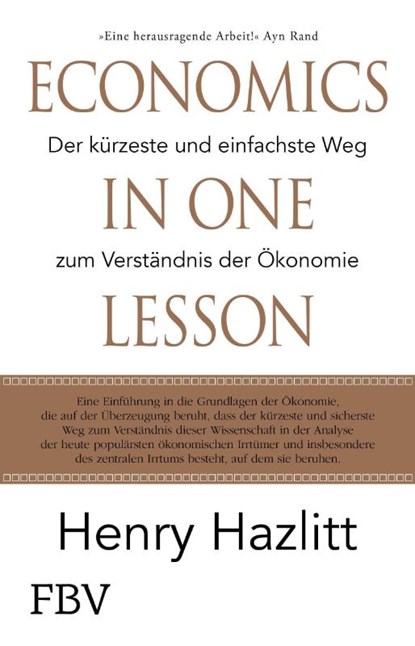 Economics in one Lesson, Henry Hazlitt - Gebonden - 9783959726054