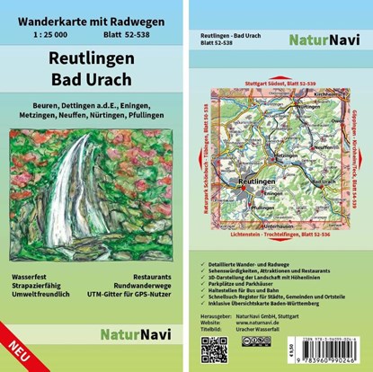 Reutlingen - Bad Urach 1 : 25 000, Blatt 52-538, niet bekend - Gebonden - 9783960990246