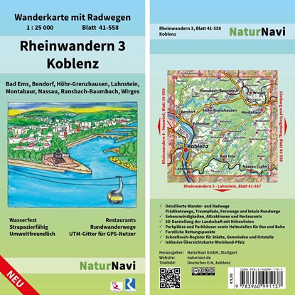 Rheinwandern 3 - Koblenz 1:25 000, niet bekend - Gebonden - 9783960991137