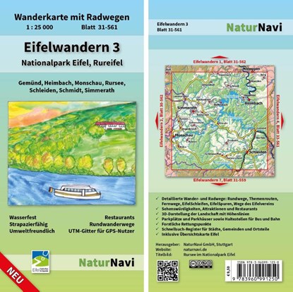 Eifelwandern 3 - Nationalpark Eifel, Rureifel 1 : 25 000, niet bekend - Gebonden - 9783960991250