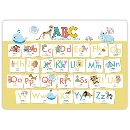 Hochwertiges ABC-Mini-Lernposter der Tiere (32,4 x 45,8 cm): Stabiler Karton, folienbeschichtet, abwischbar., Lisa Wirth - Paperback - 9783961117147