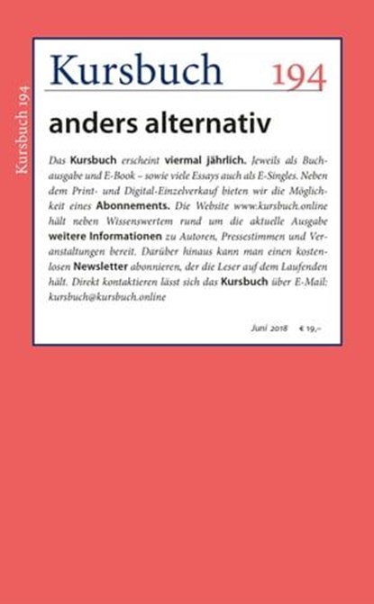 Kursbuch 194, niet bekend - Ebook - 9783961960057
