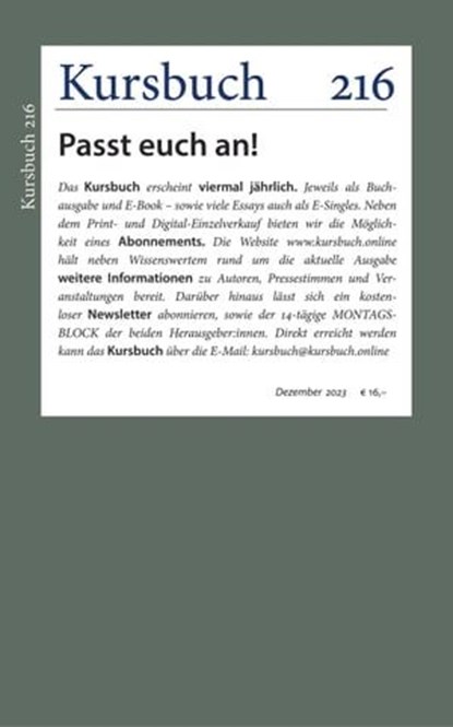 Kursbuch 216, niet bekend - Ebook - 9783961963287