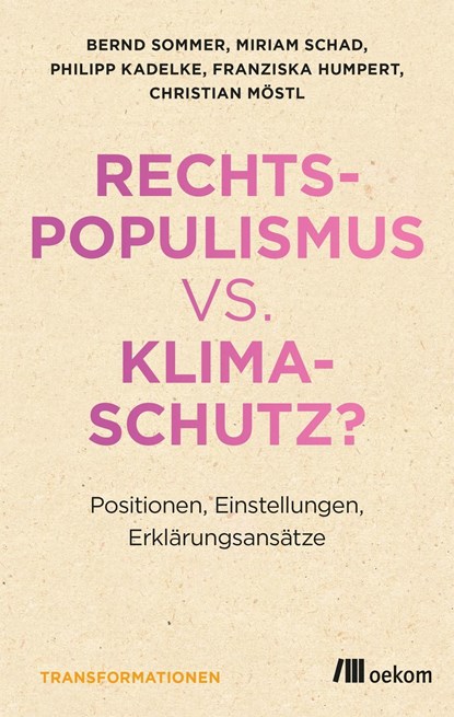 Rechtspopulismus vs. Klimaschutz?, Bernd Sommer ;  Miriam Schad ;  Philipp Kadelke ;  Franziska Humpert ;  Christian Möstl - Paperback - 9783962383602