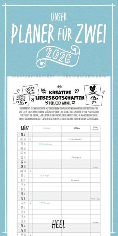 Unser Planer für Zwei - Paarplaner Kalender 2026, niet bekend - Paperback - 9783966649865