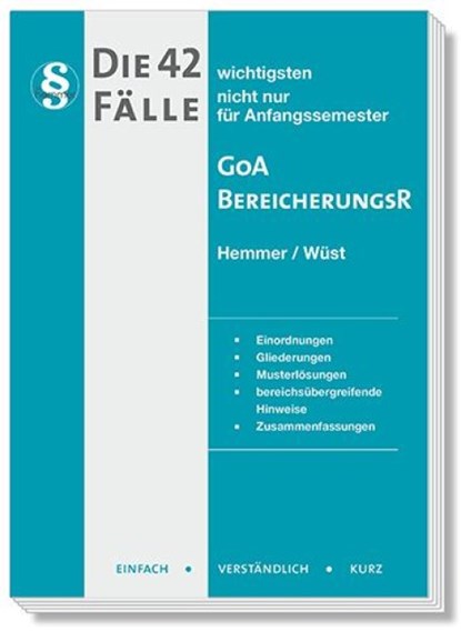 Die 42 wichtigsten Fälle GoA / Bereicherungsrecht, Karl-Edmund Hemmer ; Achim Wüst ; Clemens D'Alquen - Paperback - 9783968381862