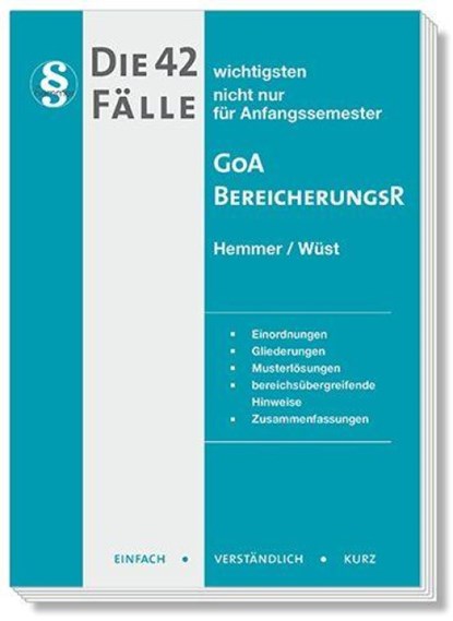 Die 42 wichtigsten Fälle - GoA /Bereicherungsrecht, Karl-Edmund Hemmer ; Achim Wüst ; Clemens D'Alquen - Paperback - 9783968383897