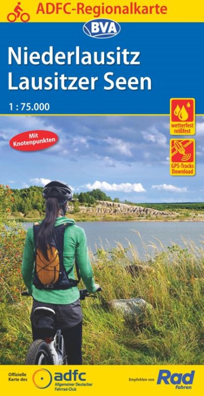 ADFC-Regionalkarte Niederlausitz Lausitzer Seen, 1:75.000, mit Tagestourenvorschlägen, reiß- und wetterfest, E-Bike-geeignet, mit Knotenpunkten, GPS-Tracks Download, Allgemeiner Deutscher Fahrrad-Club e.V. (ADFC) ; BVA BikeMedia GmbH - Gebonden - 9783969900246