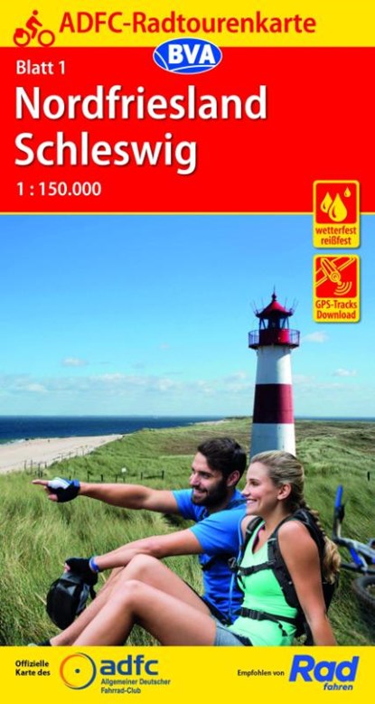 ADFC-Radtourenkarte 1 Nordfriesland /Schleswig 1:150.000, reiß- und wetterfest, E-Bike geeignet, GPS-Tracks Download, Allgemeiner Deutscher Fahrrad-Club e.V. (ADFC) ; BVA BikeMedia GmbH - Gebonden - 9783969900895
