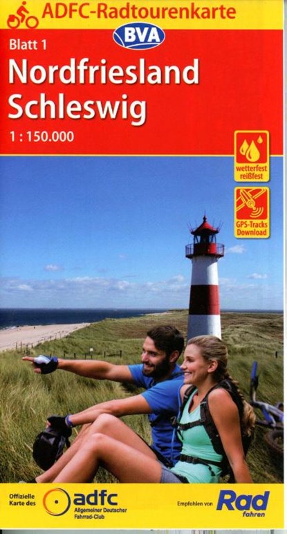 ADFC-Radtourenkarte 1 Nordfriesland /Schleswig 1:150.000, reiß- und wetterfest, E-Bike geeignet, GPS-Tracks Download, Allgemeiner Deutscher Fahrrad-Club e.V. (ADFC) ; BVA BikeMedia GmbH - Gebonden - 9783969900895