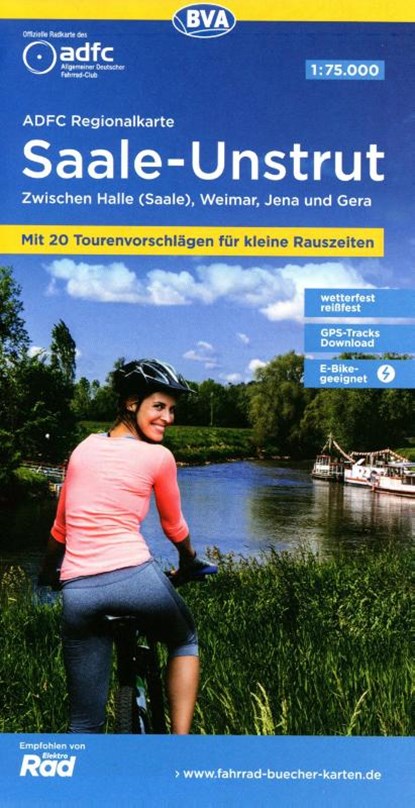 ADFC-Regionalkarte Saale-Unstrut, 1:75.000, mit Tagestourenvorschlägen, reiß- und wetterfest, E-Bike-geeignet, GPS-Tracks Download, Allgemeiner Deutscher Fahrrad-Club e. V. (ADFC) ; BVA BikeMedia GmbH - Gebonden - 9783969900932